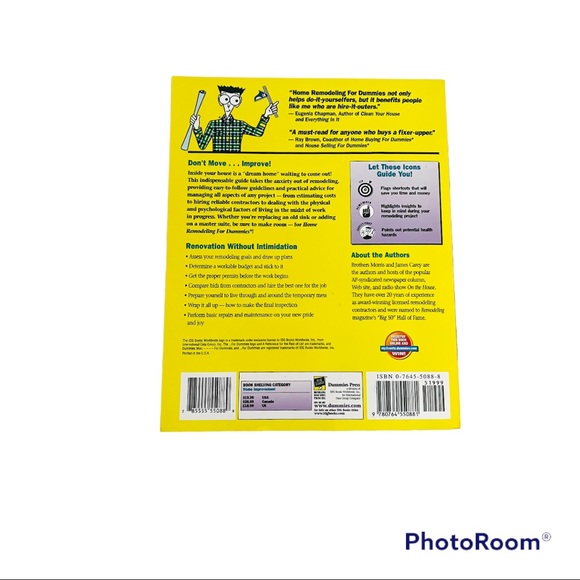 Home Remodeling for Dummies by Morris & James Carey 1998 House Improvement 398 p - Picture 2 of 3